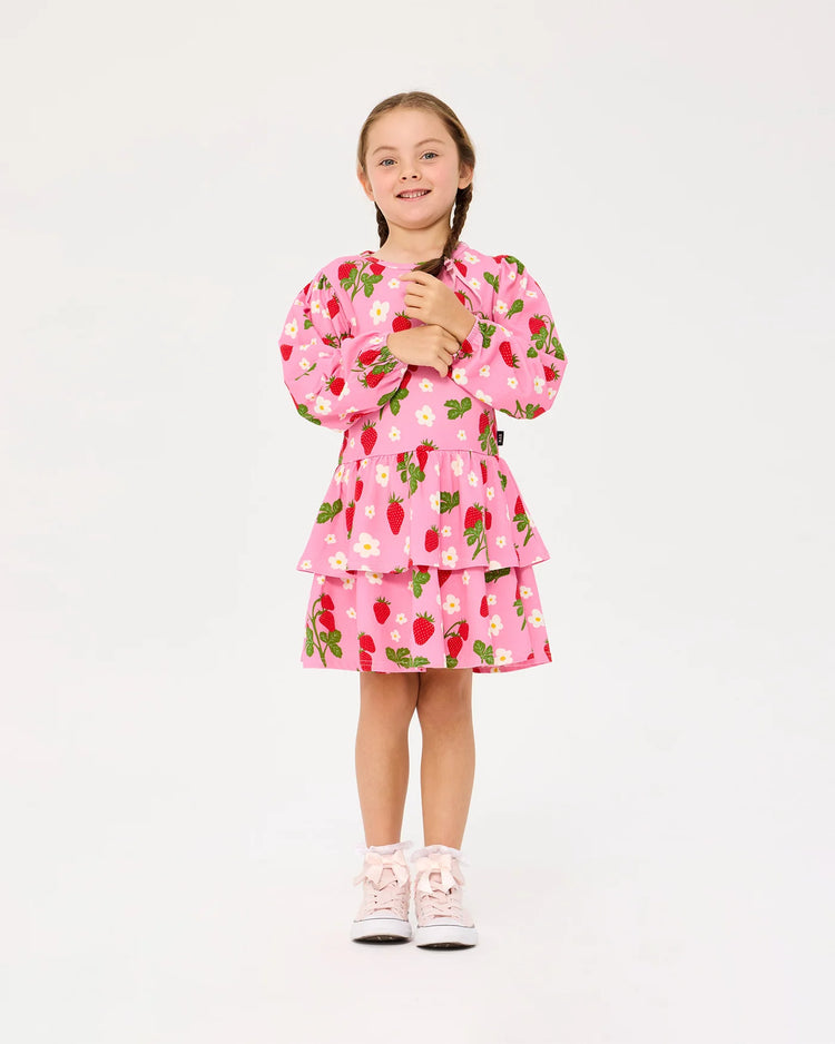 Rock Your Baby STRAWBERRY LONG SLEEVE FRILL DRESS