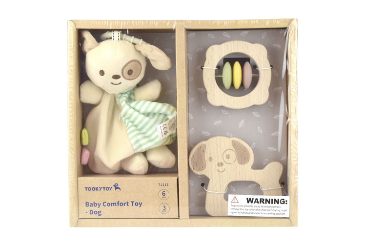 BABY COMFORTER RATTLE GIFT SET - PUPPY DOG