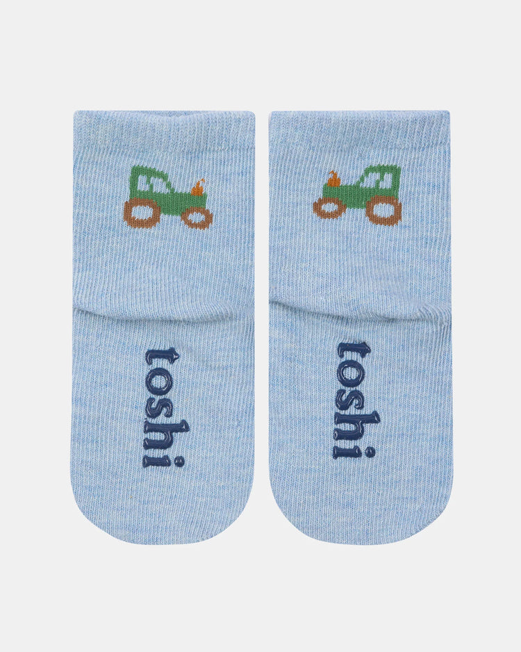 Toshi  Organic Socks Ankle Jacquard Tiny Tractors
