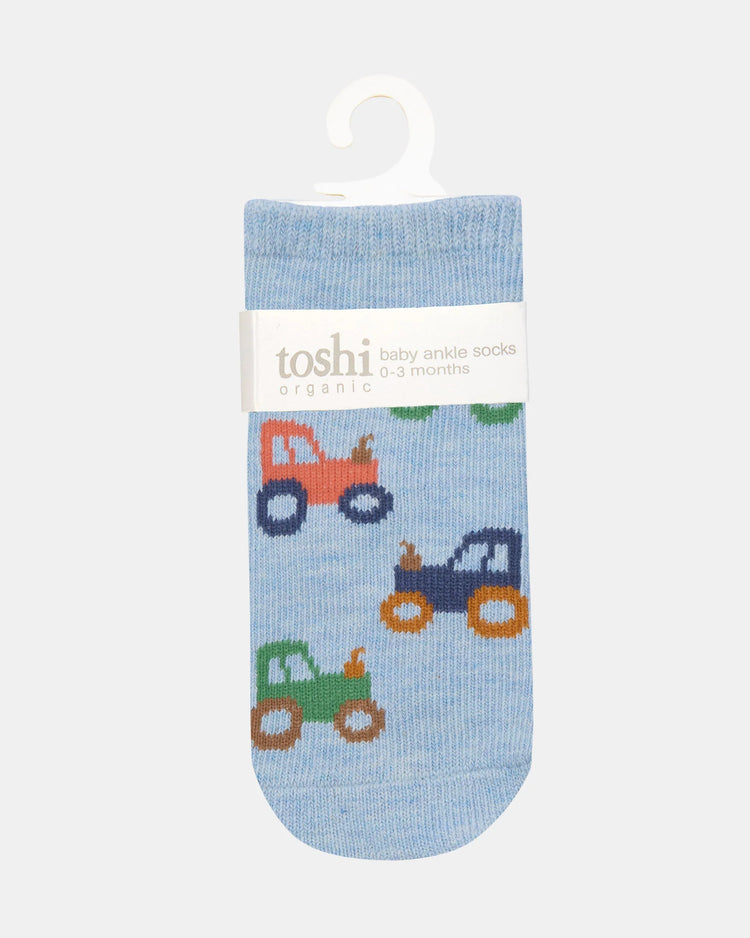 Toshi  Organic Socks Ankle Jacquard Tiny Tractors