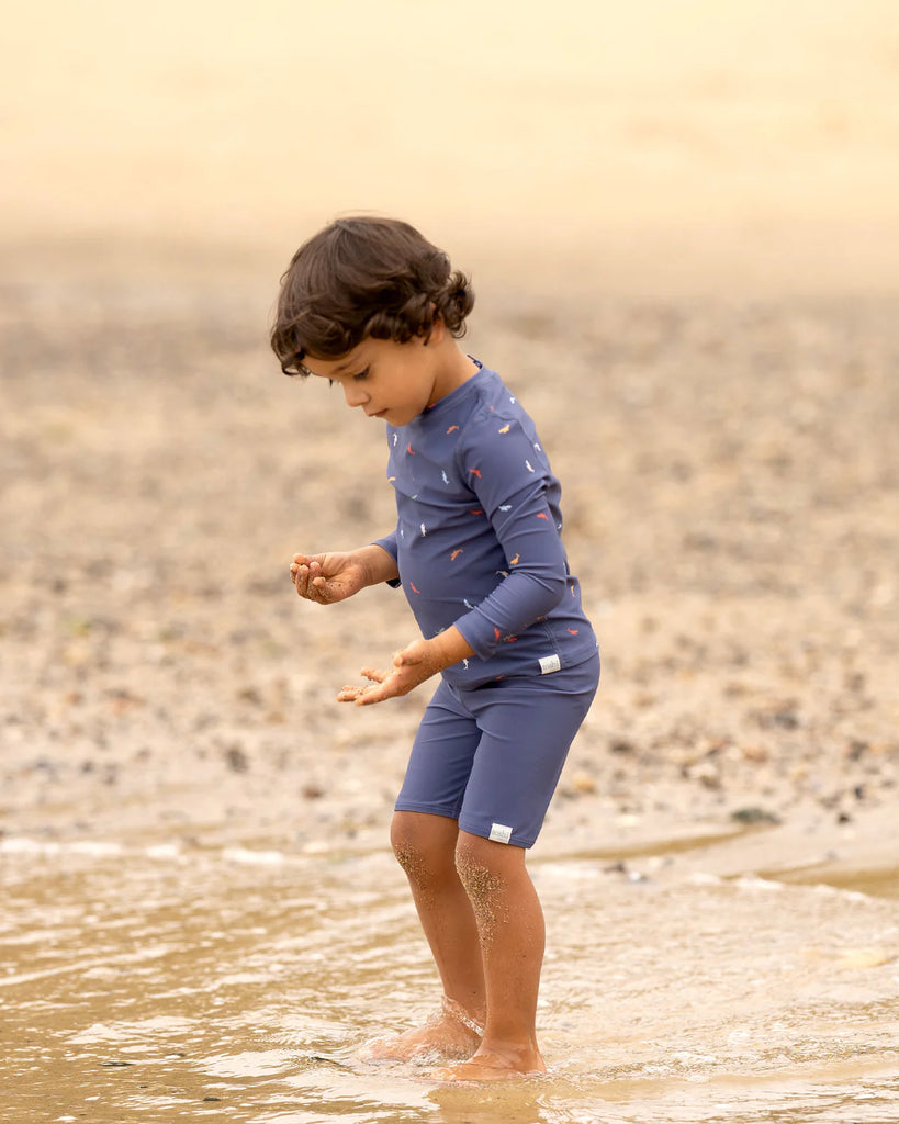 Toshi Swim Kids Rashie Long Sleeve Half Zip Classic - Big Blue
