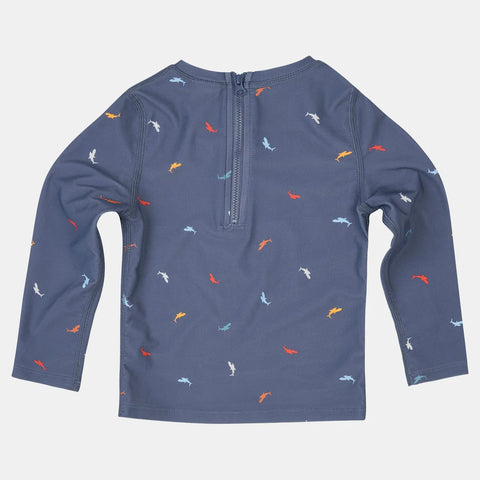 Toshi Swim Kids Rashie Long Sleeve Half Zip Classic - Big Blue
