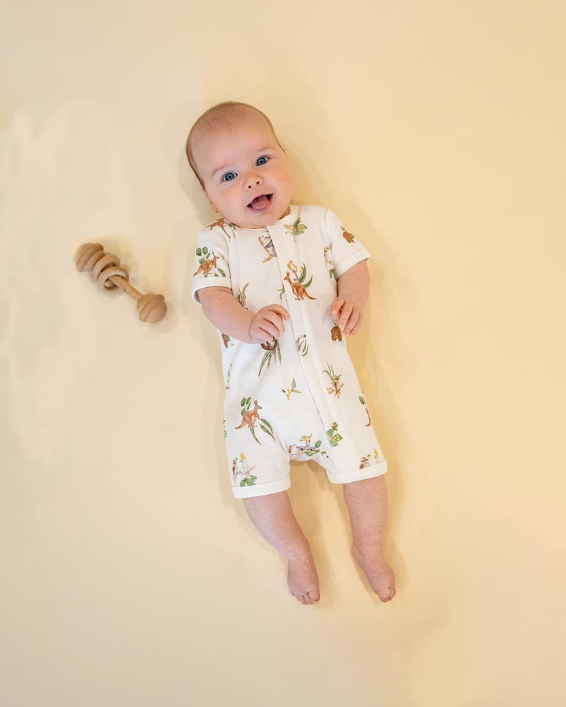 BEBE AUSTRALIANA ORGANIC SS  ZIPSUIT