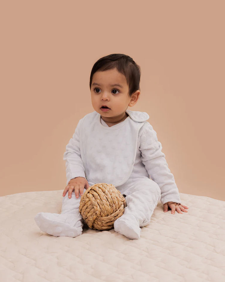 BEBE BLUE SPOT LS ROMPER