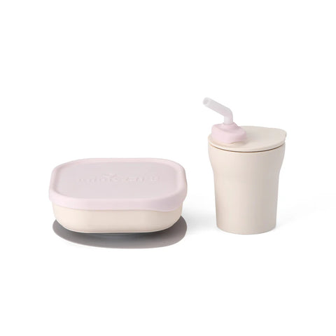 Miniware Sip and Snack Bowl Set - Vanilla/Cotton Candy