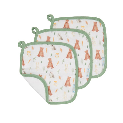 ALL4ELLA Organic wash cloths 3pk - Forest Friends