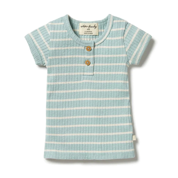 FOX & FINCH Pistachio Organic Stripe Rib Top