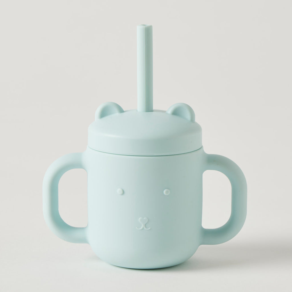 Jiggle & Giggle Riley Silicone Sippy Cup with Straw - Blue
