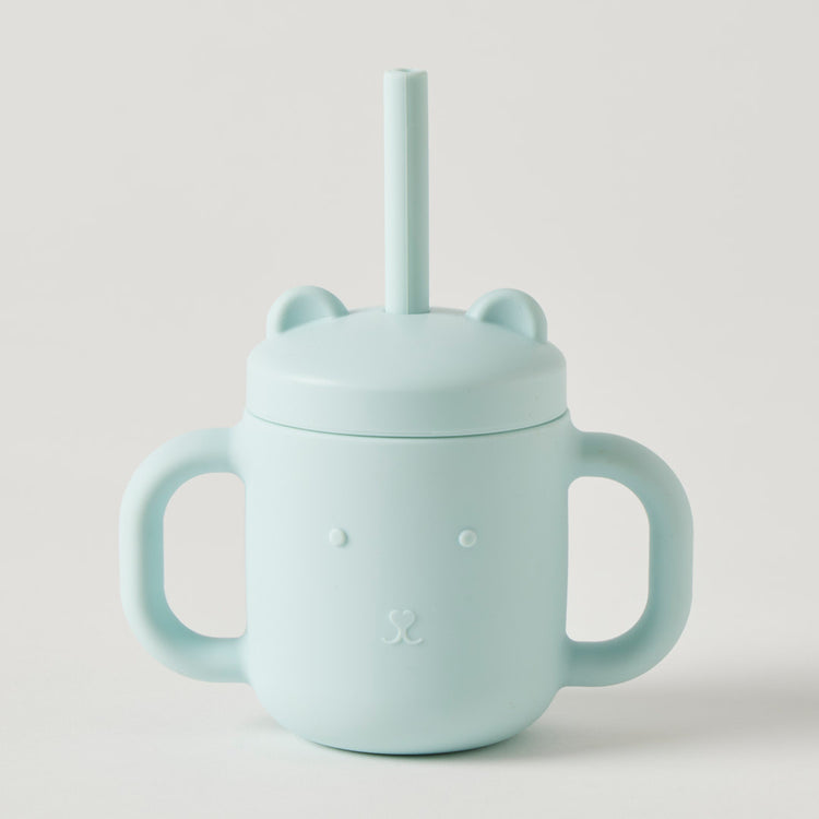 Jiggle & Giggle Riley Silicone Sippy Cup with Straw - Blue