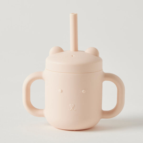 Jiggle & Giggle Riley Silicone Sippy Cup with Straw - Peach