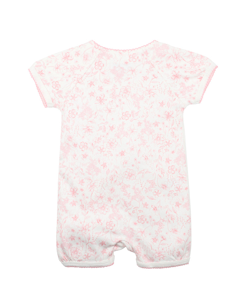 BEBE  EVIE TOILE PRINT SS WRAP ROMPER