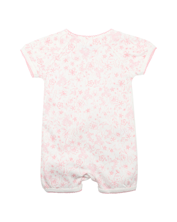 BEBE EVIE TOILE PRINT SS WRAP ROMPER
