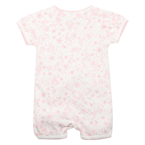 BEBE  EVIE TOILE PRINT SS WRAP ROMPER