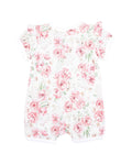 BEBE EVIE PRINT SS ZIP  ROMPER