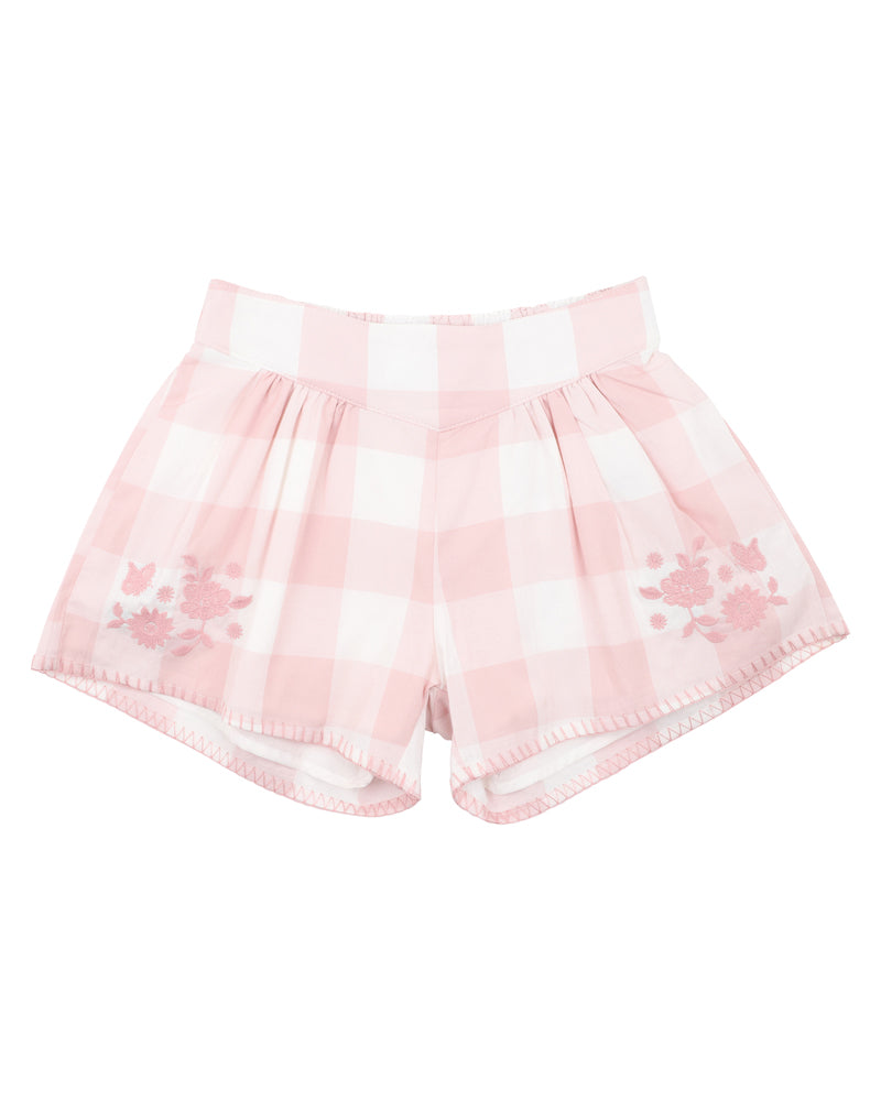 BEBE LARA EMBROIDERED CHECK SHORTS 3-7 YRS