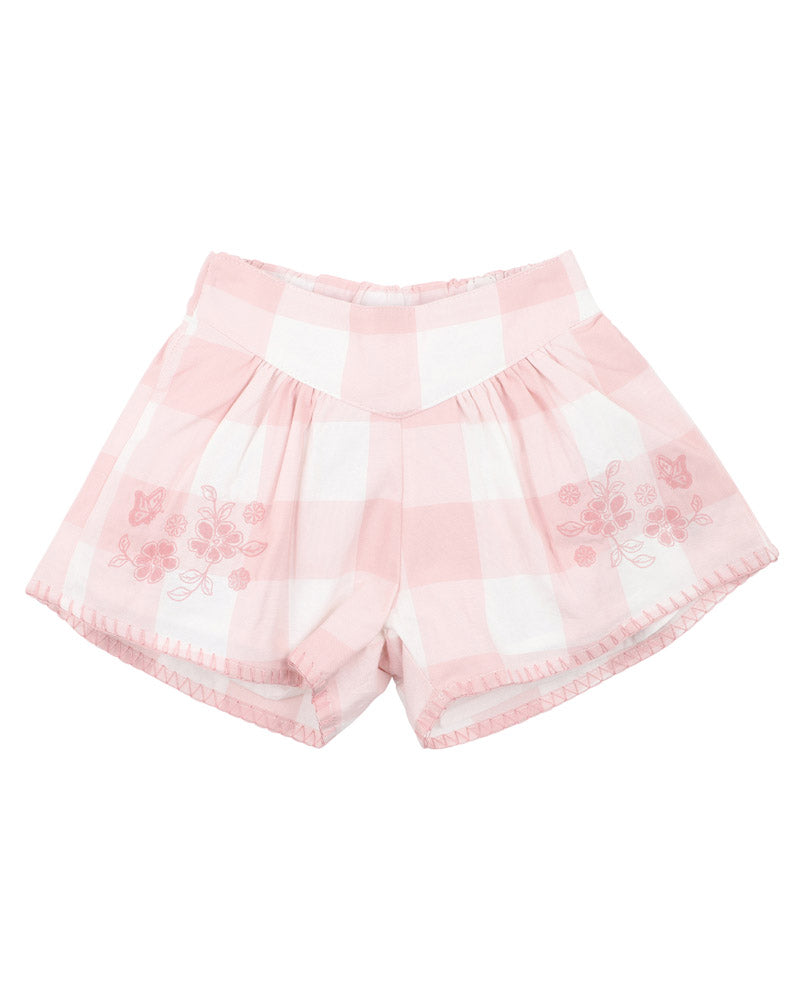 Bebe LARA EMBROIDERED CHECK SHORTS