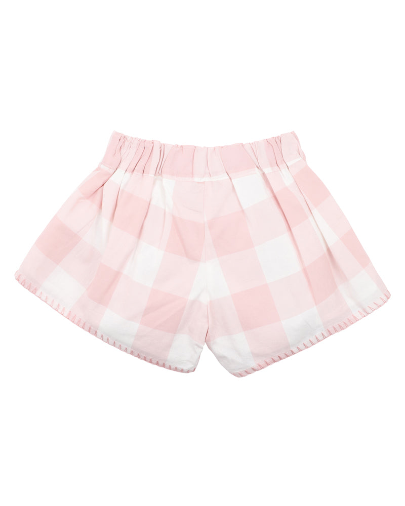 Bebe LARA EMBROIDERED CHECK SHORTS