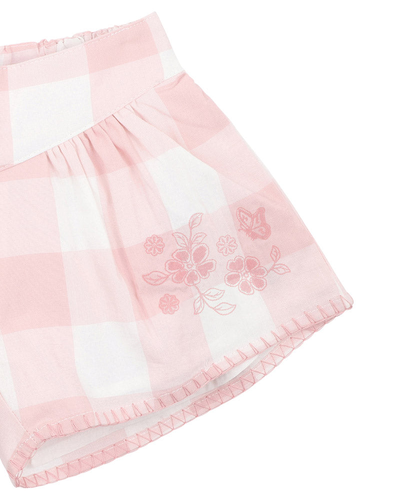 BEBE LARA EMBROIDERED CHECK SHORTS 3-7 YRS