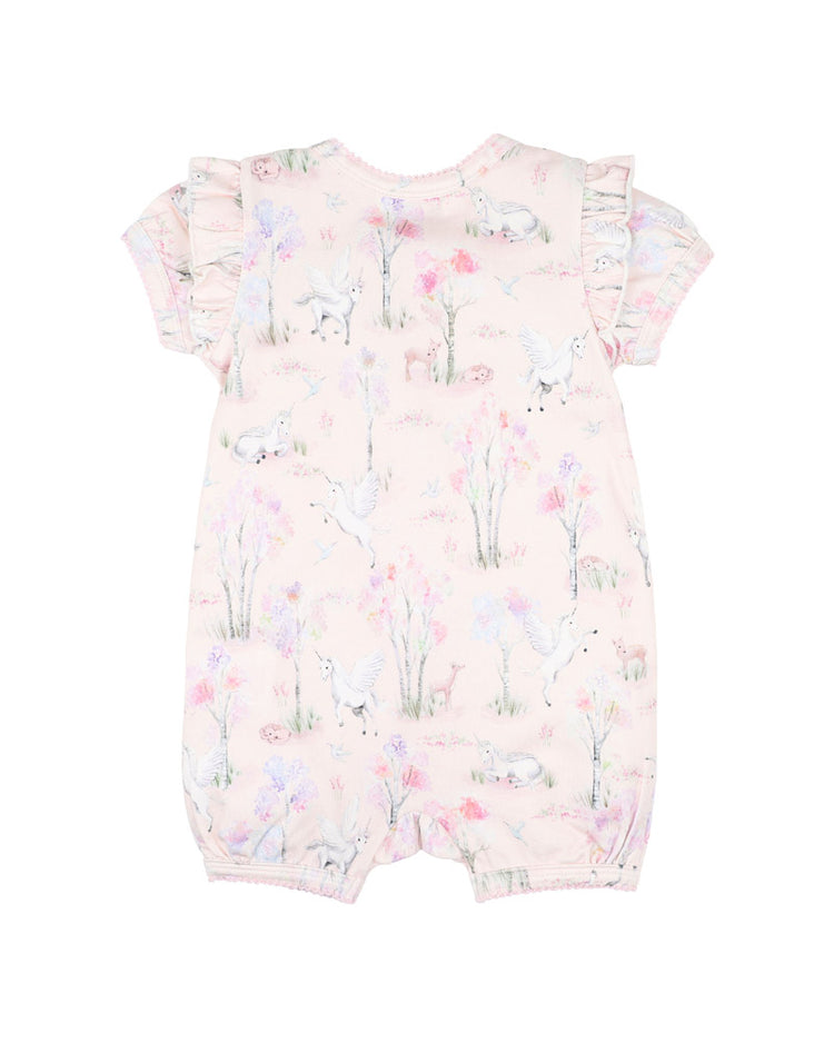 BEBE FLORENCE PRINT SS ZIP ROMPER