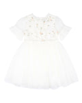 BEBE TULLE EMB FLORAL SS DRESS