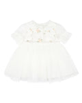 BEBE TULLE EMB FLORAL SS DRESS