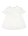 BEBE TULLE EMB FLORAL SS DRESS