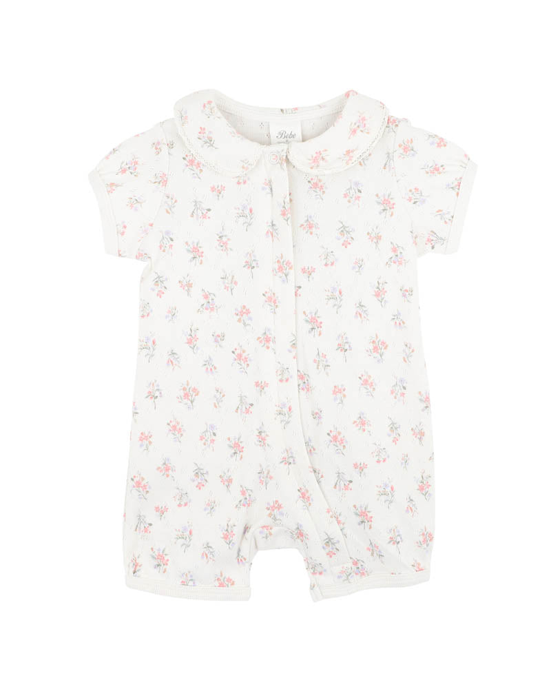 BEBE ANYA DITSY PRINT ORGANIC SS ZIPSUIT