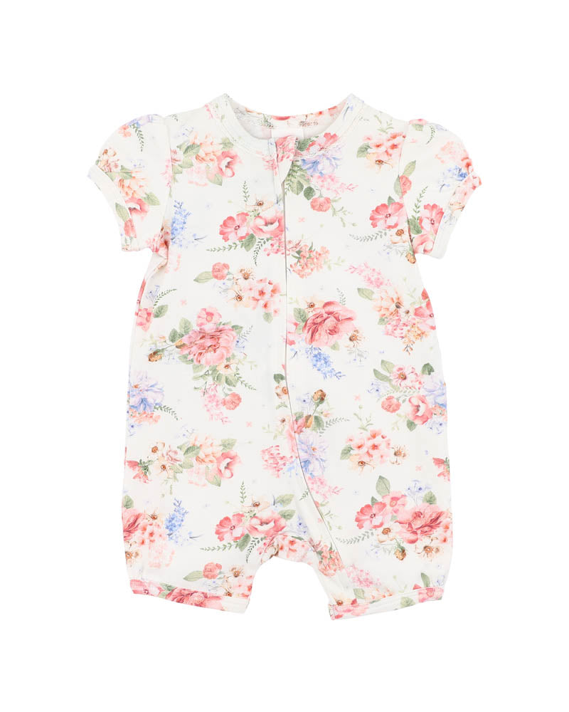 BEBE ANYA BLOOM ORGANIC SS ZIPSUIT