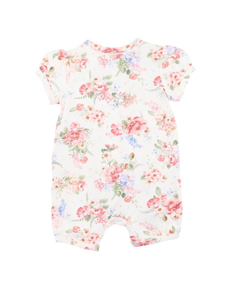 BEBE ANYA BLOOM ORGANIC SS ZIPSUIT