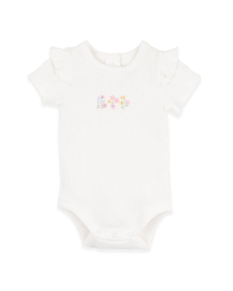 BEBE BONNIE ORGANIC  EMBROIDERED BODYSUIT