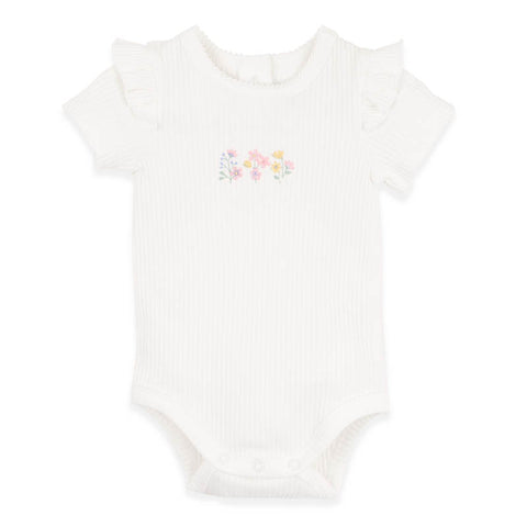 BEBE BONNIE ORGANIC  EMBROIDERED BODYSUIT
