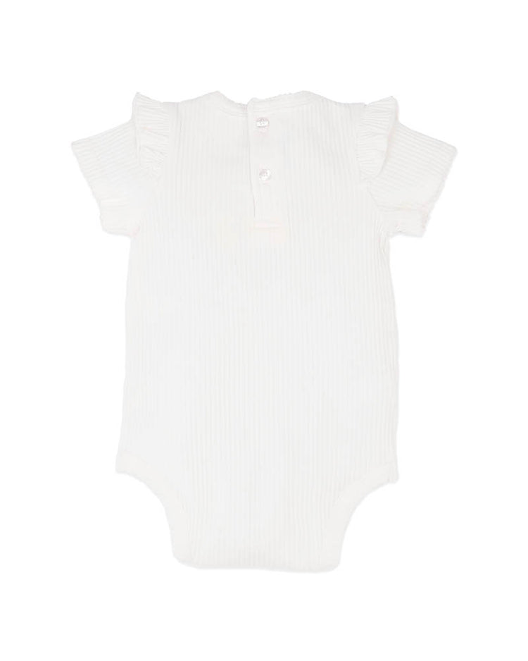 BEBE BONNIE ORGANIC  EMBROIDERED BODYSUIT