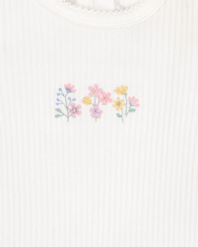 BEBE BONNIE ORGANIC  EMBROIDERED BODYSUIT