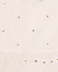 BEBE FESTIVE WHITE SEQUIN DAISY DRESS