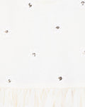 BEBE FESTIVE WHITE SEQUIN DAISY DRESS