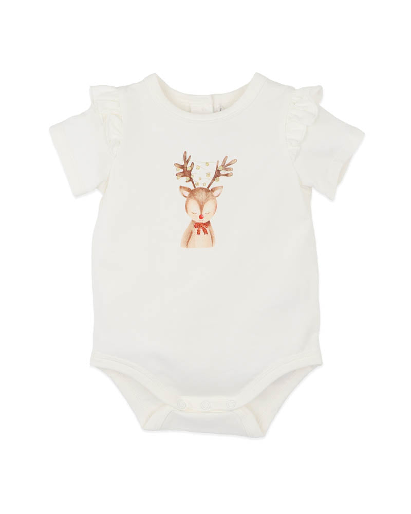 BEBE FESTIVE REINDEER BODYSUIT & SHORTS SET