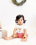 BEBE FESTIVE REINDEER BODYSUIT & SHORTS SET