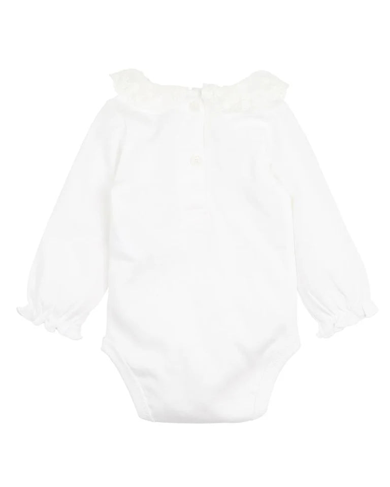 BEBE  LACE COLLAR ORGANIC  BODYSUIT
