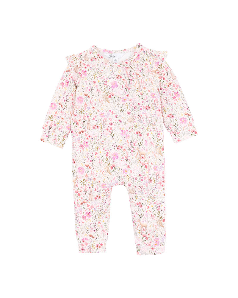 BEBE FLOSSY LS ZIP ROMPER