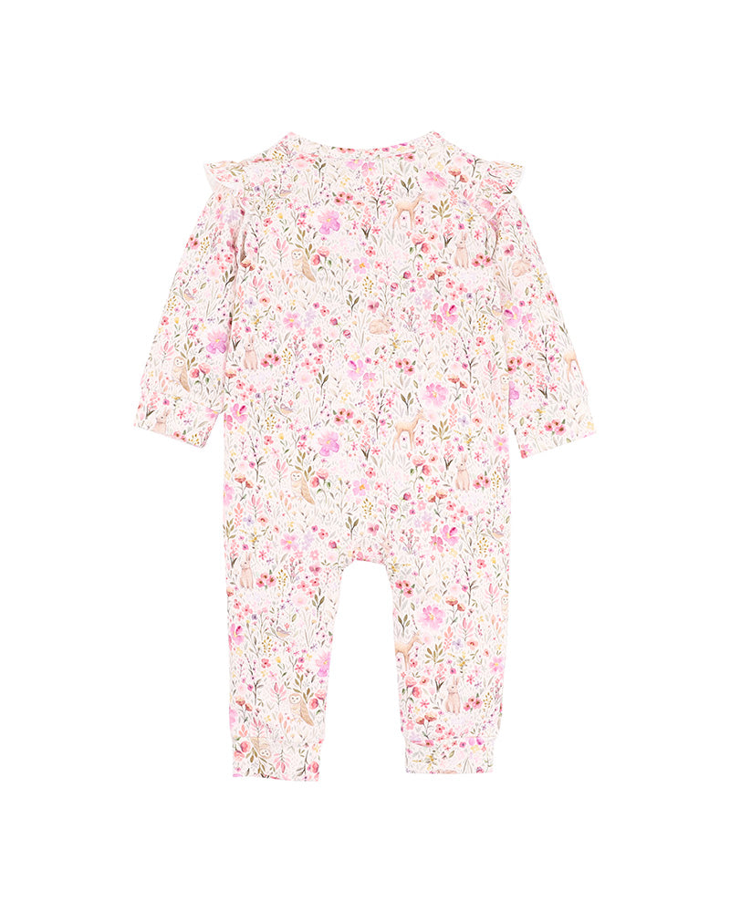 BEBE FLOSSY LS ZIP ROMPER