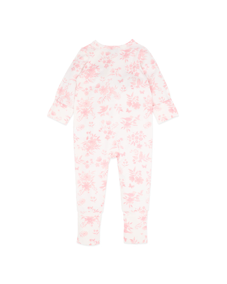 BEBE FERN BIRDS ORGANIC LS ZIPSUIT
