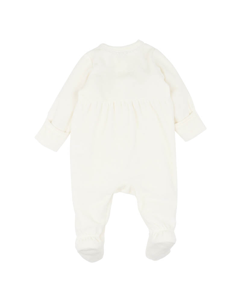 BEBE WINNIE EMB. VELOUR ZIP ONESIE