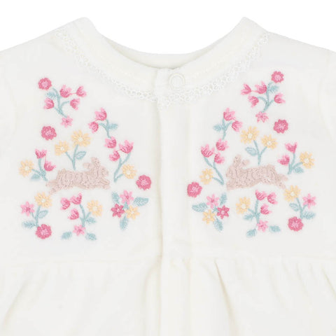 BEBE WINNIE EMB. VELOUR ZIP ONESIE