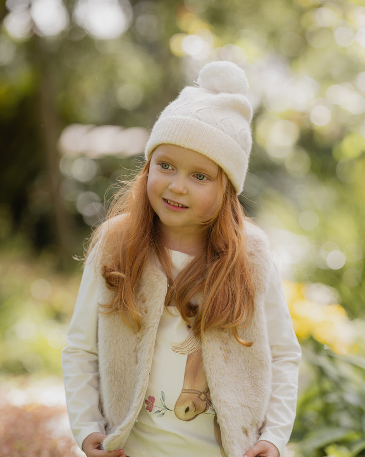 BEBE WINNIE EMB. FAUX FUR VEST 3-7Y
