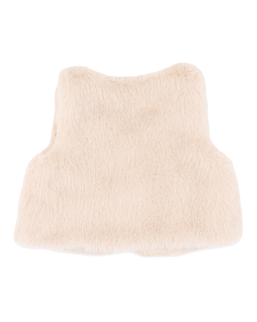 BEBE WINNIE EMB. FAUX FUR VEST