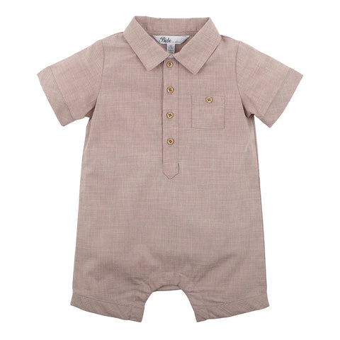 Bebe Edward Polo Romper - Taupe