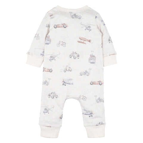 BEBE FINLEY PRINT LS ZIP ROMPER