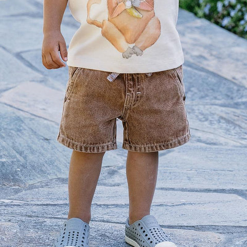BEBE BOYS BROWN DENIM SHORTS