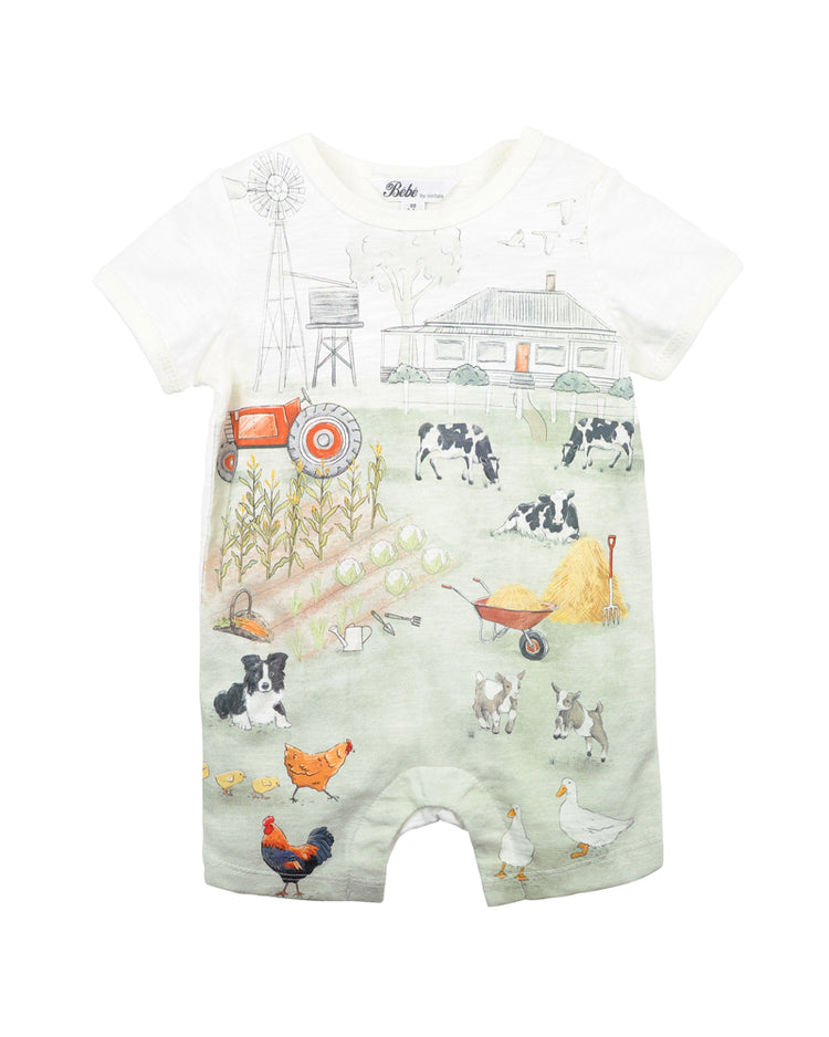 BEBE CHESTER FARM SS ROMPER