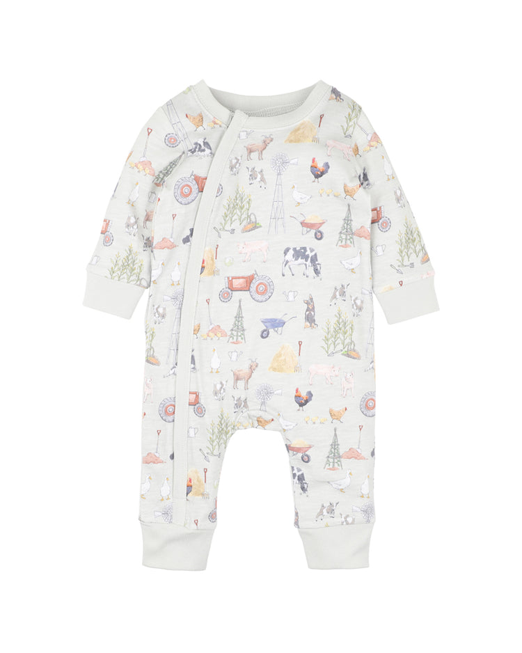 BEBE CHESTER PRINT LS ZIP ROMPER